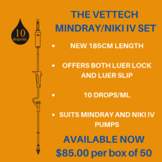 VetTech IV Infusion Set (50Pkt) 185cm Luer Lock