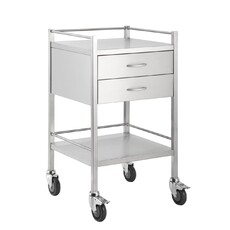 Single Instrument trolley with Rail - 2 Drawers & 1 Shelf