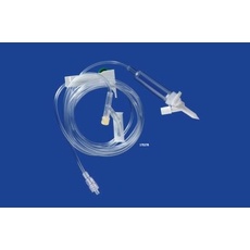 IV Admin Set - 15 drop Administration set with vented spike for pressurization, drip chamber, roller clamp, injection site, and rotating luer lock.
