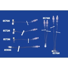 High Flow T Set with Swabable Valve, injection site, spin luer lock, and clamp - 12ga x 12.5cm (5in) - Priming Volume .08ml.