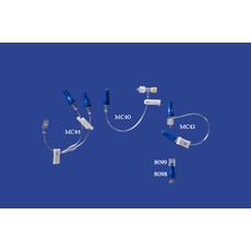 Smallbore T-set with MicroClave, injection site, clamp, and rotating luer lock - 18cm/7in length